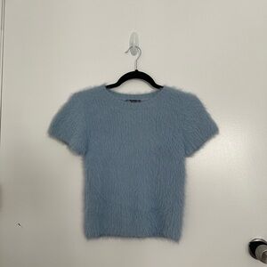Zara Fuzzy Blue Short Sleeve Top